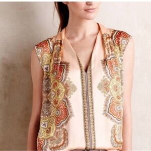 Anthropologie Paisley Sunset Tee orange S
